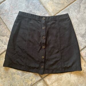 Classic Black Button-Front Skirt